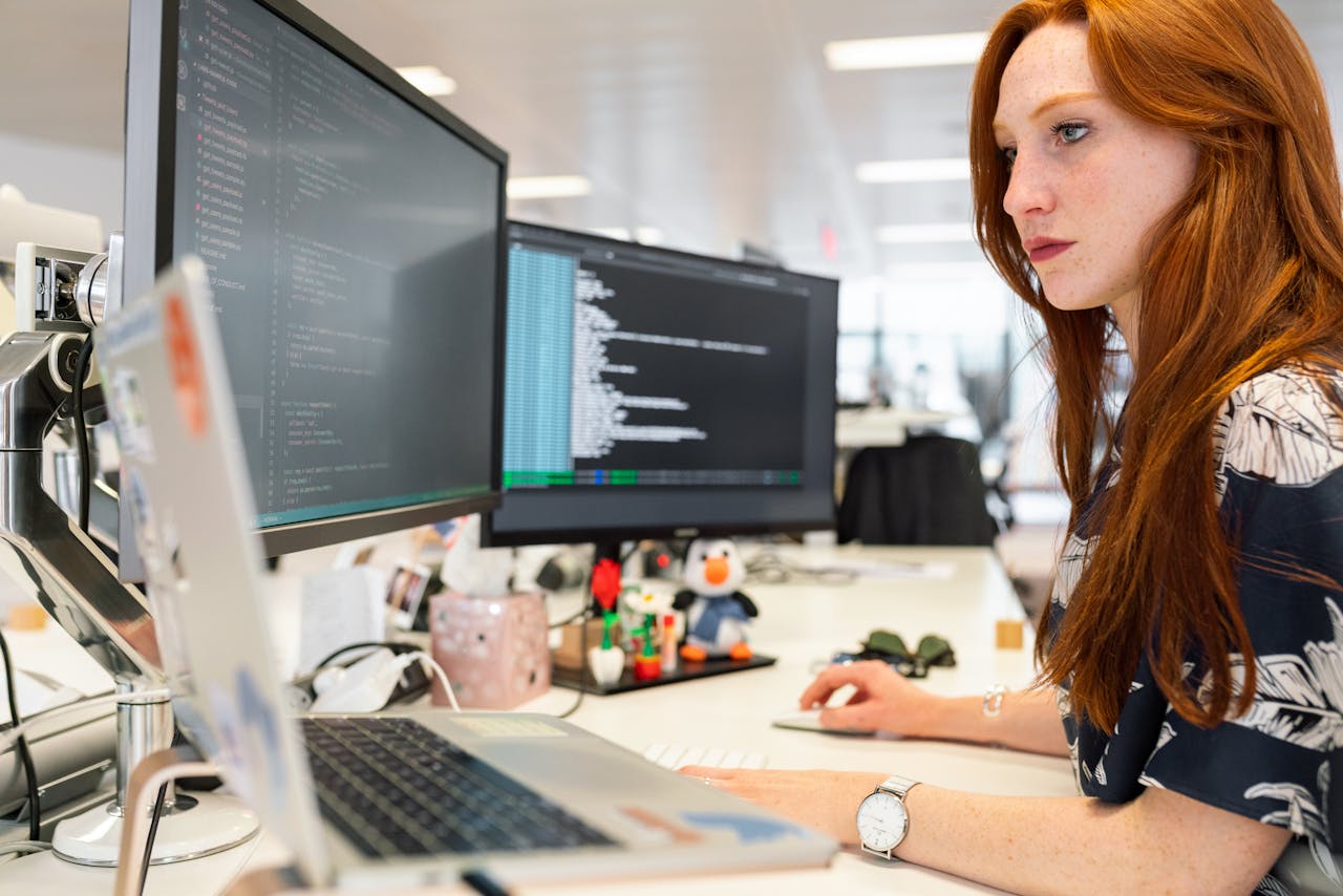 A female programmer working